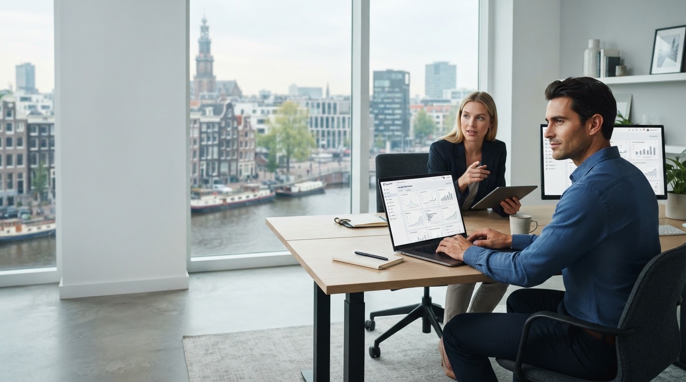 Lerqavio Monthexen dashboard met data-gestuurde inzichten voor vermogensopbouw